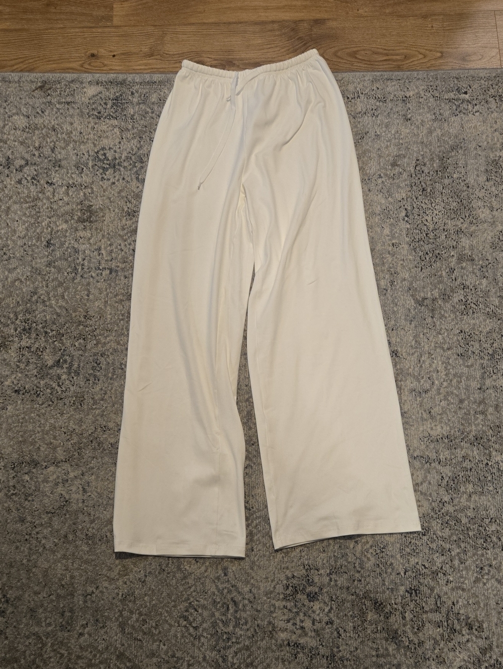 White Wide-Leg Drawstring Pants